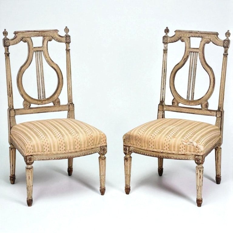 Pair of French Louis XVI Period Chauffeuse, Attr. George Jacob (1 of 9)