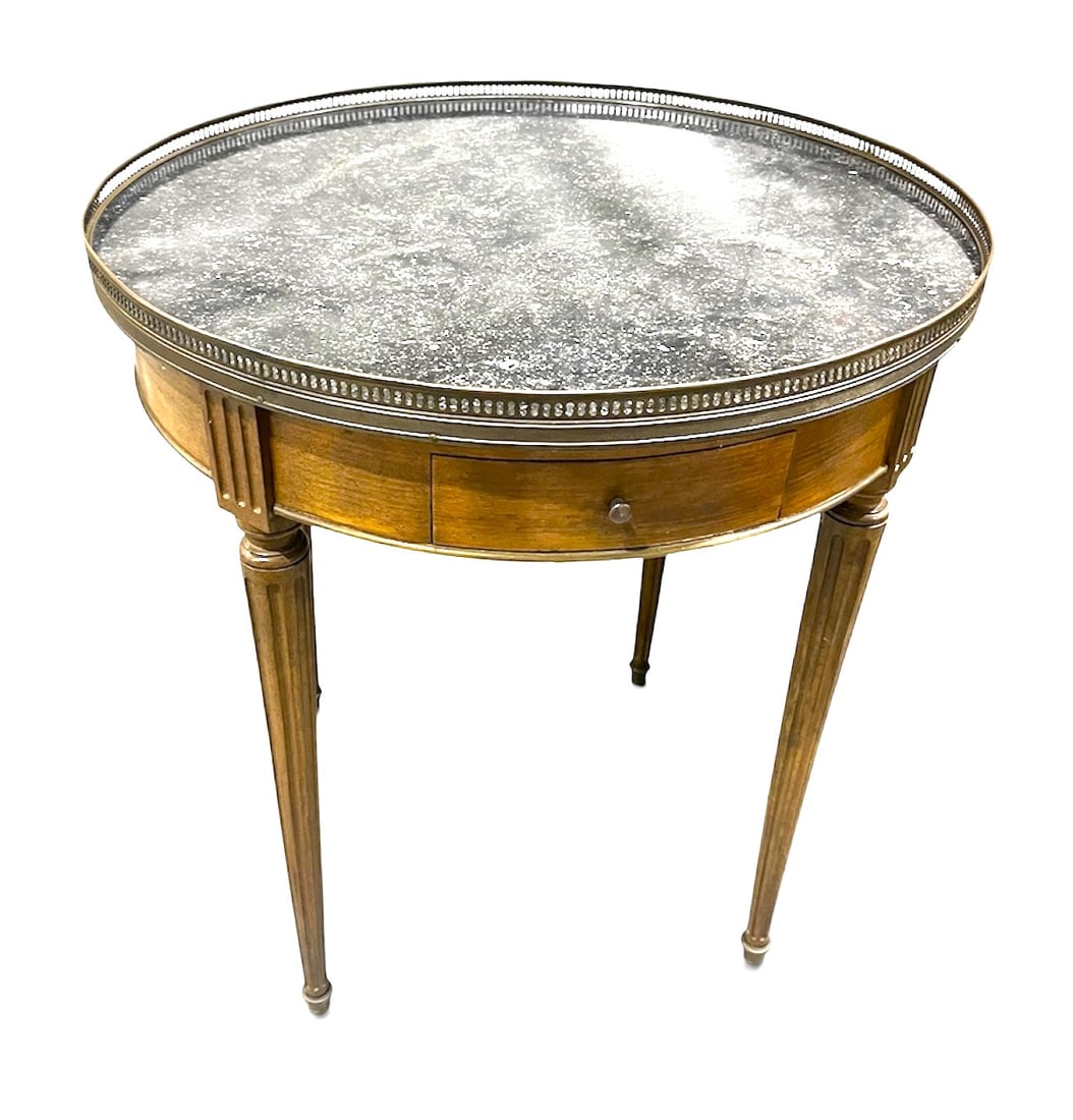 Louis XVI Style Marble Top Bouillotte Table (1 of 5)