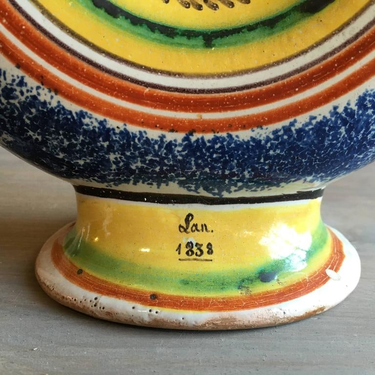 French Faience Bottle, Dated 1838 - 6