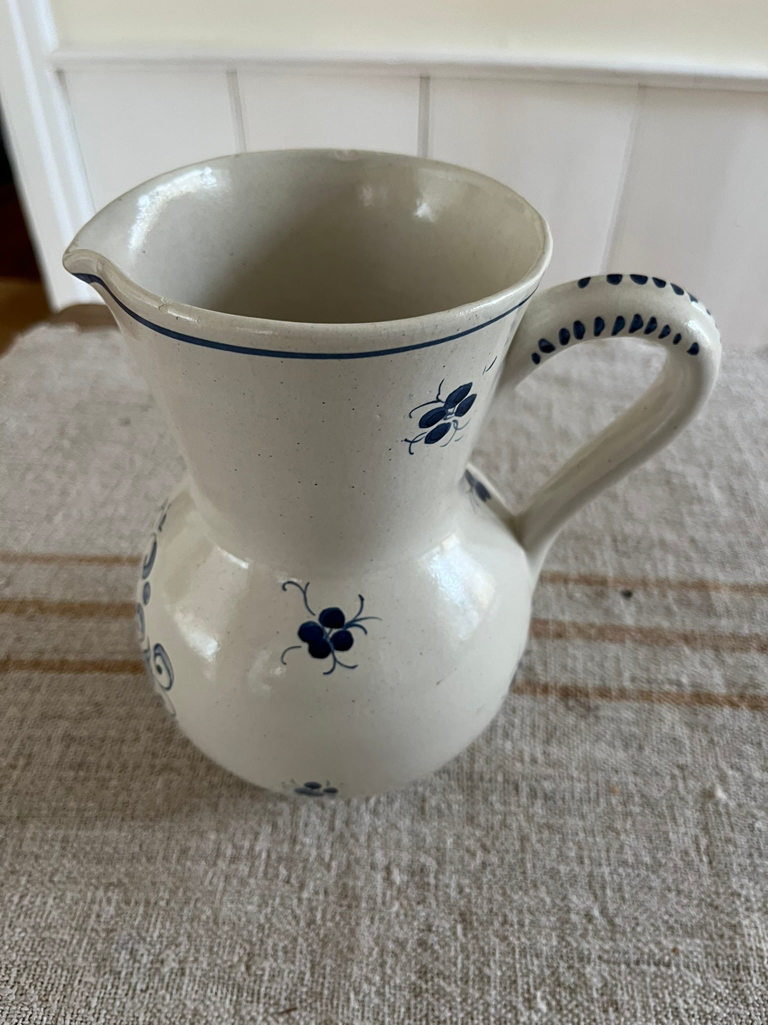 French Faience Blue and White Pitcher - 4