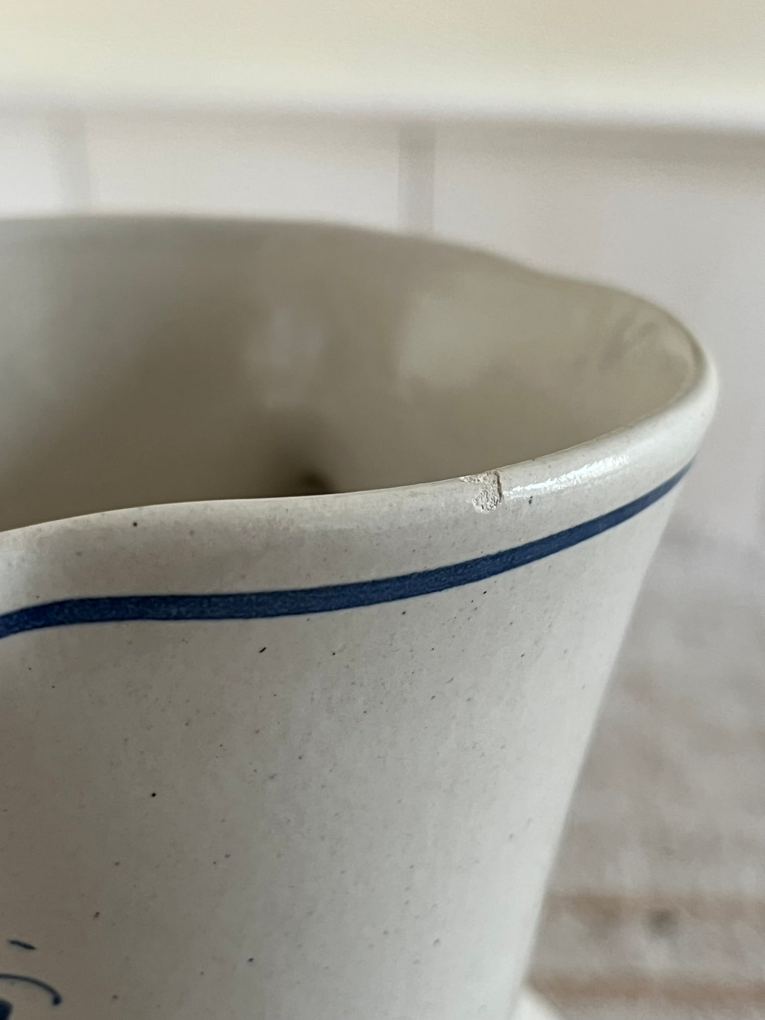 French Faience Blue and White Pitcher - 6