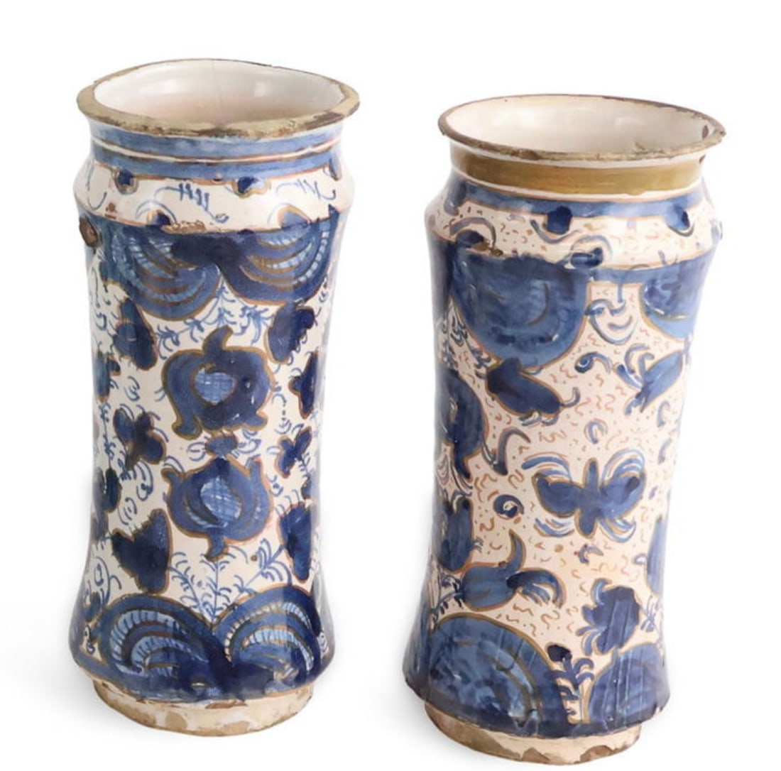Pair of Spanish Tin Glazed Vases (1 of 5)