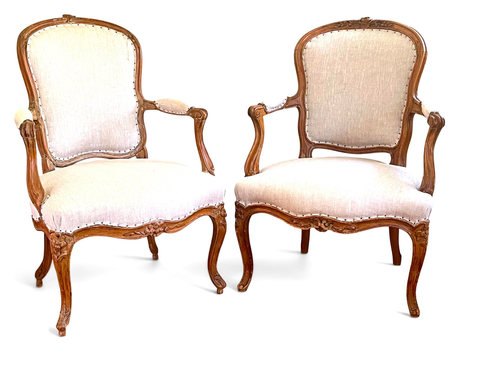 Matched Pair of French Louis XV Fauteuils, Circa 1770 (1 of 13)