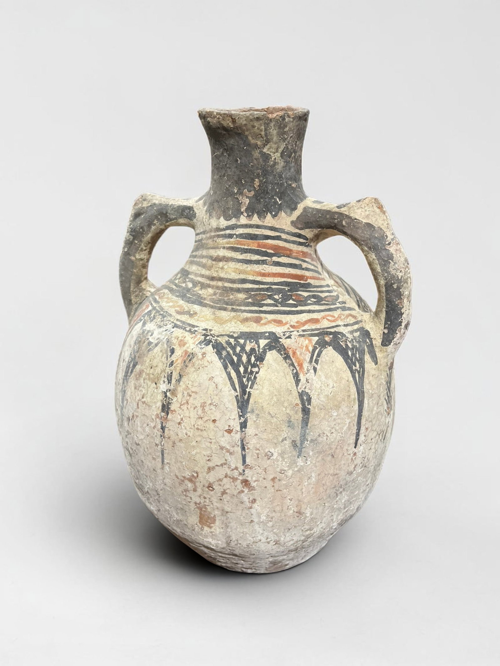 Vintage Moroccan Berber Water Vessel: A vintage Moroccan Berber terracotta water vessel with tradition decoration, 19th century. 13.5 dia. x 9" h