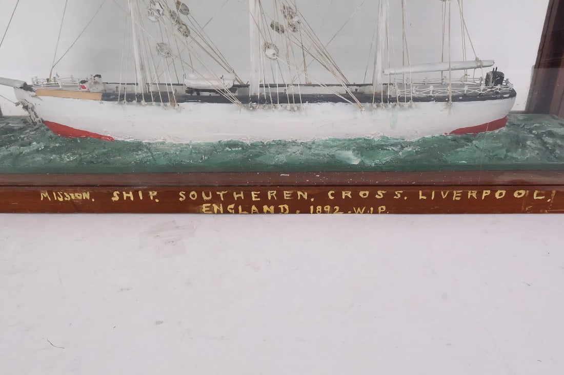 Antique Ship Model in Case - 6