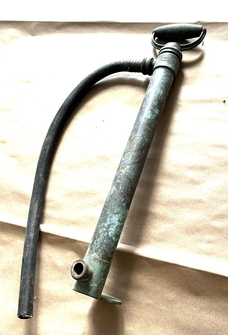 Antique Bilge Pump, Wilcox and Crittenden: An antique operated bilge pump in brass by Wilcox and Crittenden, early 20th century.