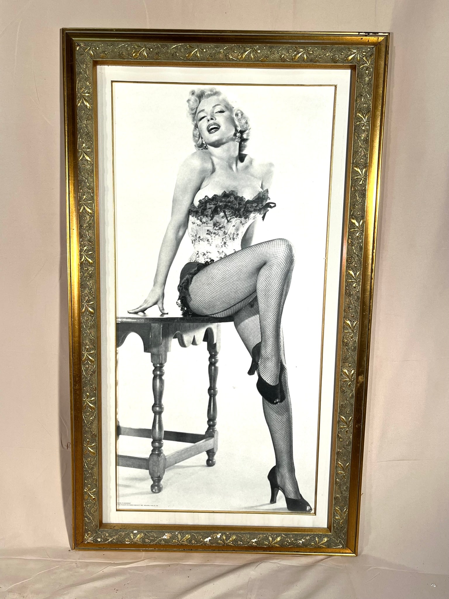 Vintage Marylin Monroe Poster: A vintage Marylin Monroe poster framed and mounted under glass. 27" w x 47" h