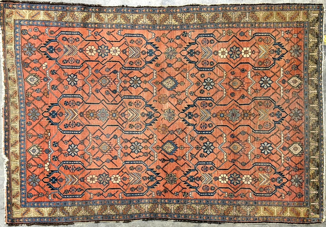 Semi-Antique Hamadan Rug: A semi-antique Hamadan rug from Northwest Persia, early 20th century, wool. 75" x 52" (6'3" x 4'3")