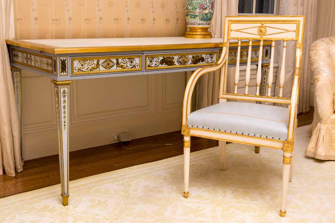 Reverse Painted Mirrored Desk and Chair (1 of 20)