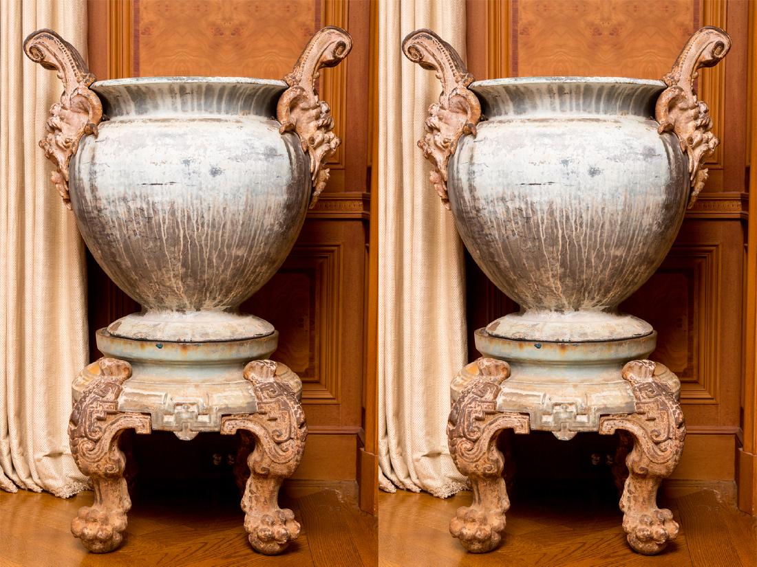 Pair Cast Iron Urns (1 of 7)