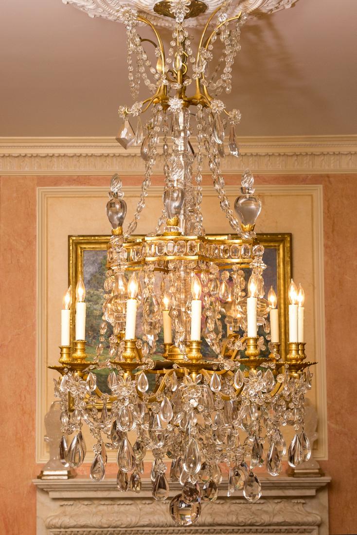 French Cut Glass & Rock Crystal 12-Light Chandelier (1 of 2)