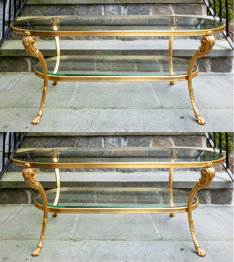 Pair of French Gilt Bronze Cocktail Tables by Tisserant (1 of 10)
