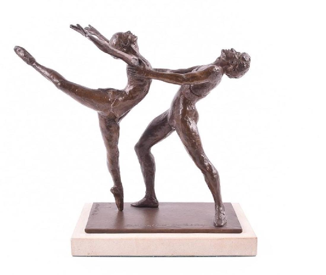 A 1979 bronzed composite sculpture by Nathan David (b.: A 1979 bronzed composite sculpture by Nathan David (b. 1930) British 'Daphnis & Chloe, Haydee a Cragun' modelled as two ballet dancers representing two lovers after the ballet by Maurice Ravel, signed
