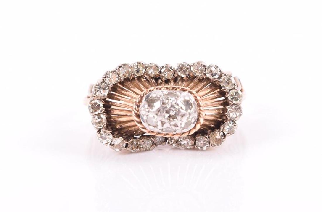 An unusual rose gold and diamond ring  with ornate (1 of 2)