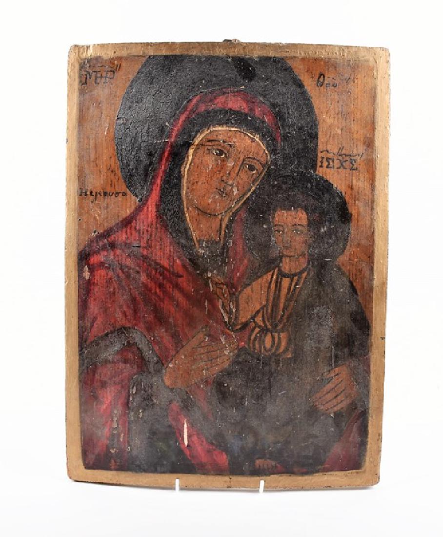 A large 19th century or earlier Russian icon  depicting (1 of 4)