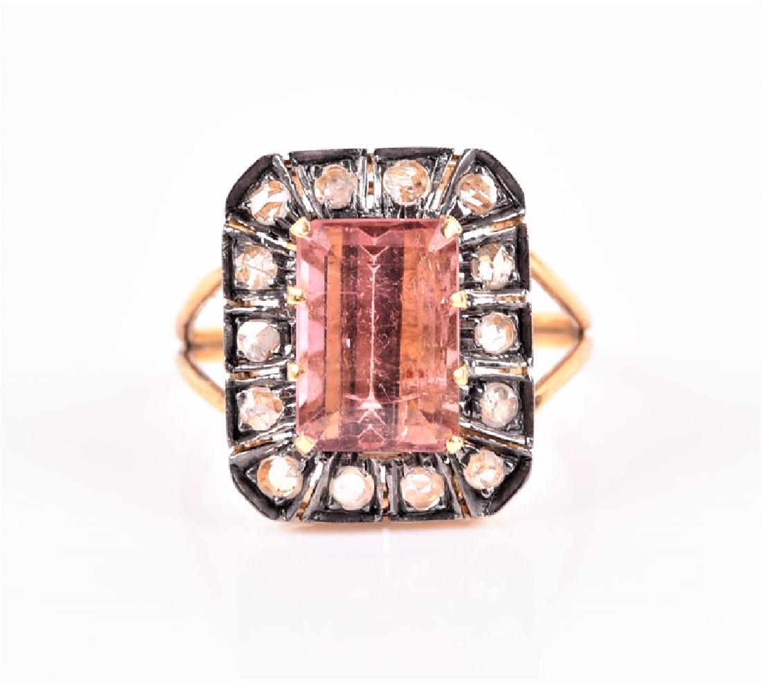 A diamond and tourmaline cluster ring  set with an (1 of 3)