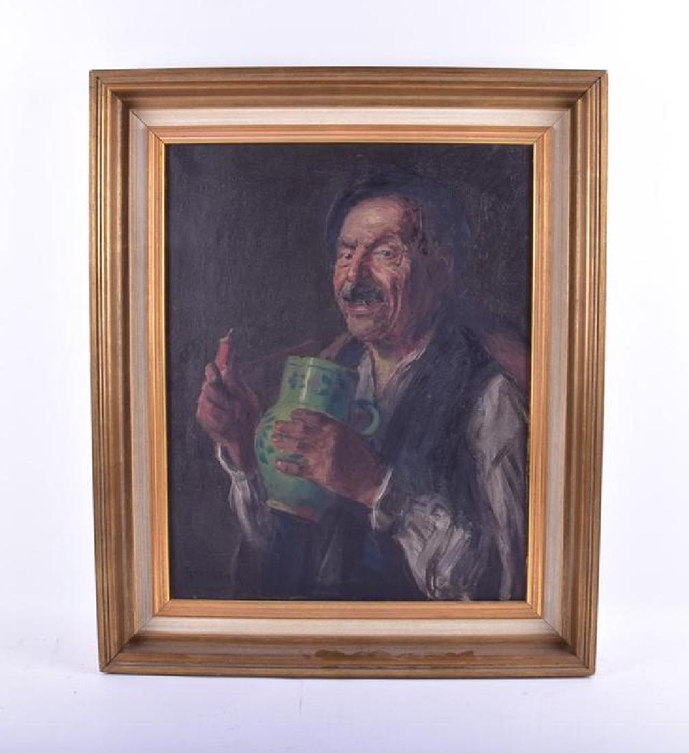 Andor G. Horvath (b.1876) Hungarian : Andor G. Horvath (b.1876) Hungarian portrait of a gentleman, smoking a pipe and drinking, signed lower right, framed, 38 cm x 48 cm.