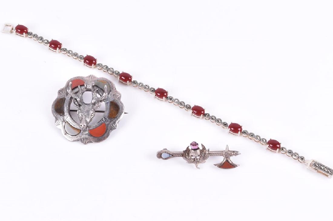 A group of silver jewellery  including a silver, red (1 of 3)