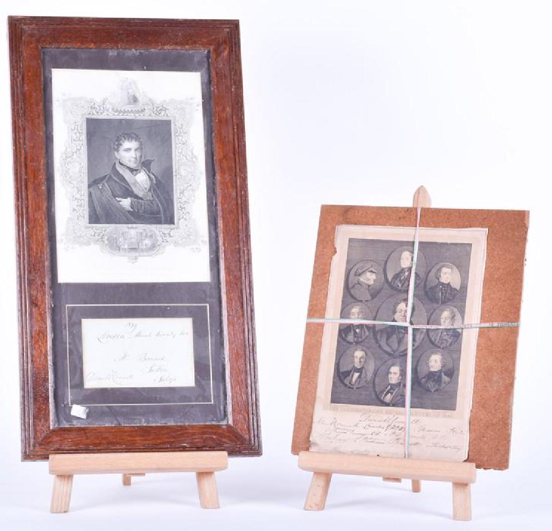 Of Irish Political Interest: a signed envelope and: Of Irish Political Interest: a signed envelope and print of Daniel O'Connell the envelope addressed to 'Mrs. Bernard, London 1839', signed by O'Connell, beneath a print of the politician, framed and g