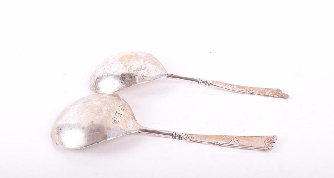 Two 17th century Scandinavian spoons circa 1680, one: Two 17th century Scandinavian spoons circa 1680, one with Danish mark, longest approximately 15.8 cm, combined weight approximately 1.8 ozt. (2)