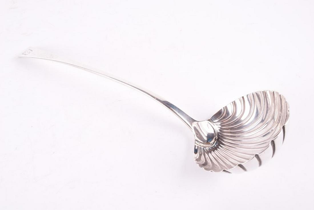 A George III Old English pattern silver soup ladle with (1 of 4)