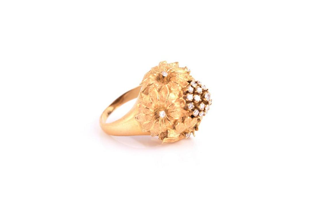 An unusual 18ct yellow gold and diamond floral cluster (1 of 1)