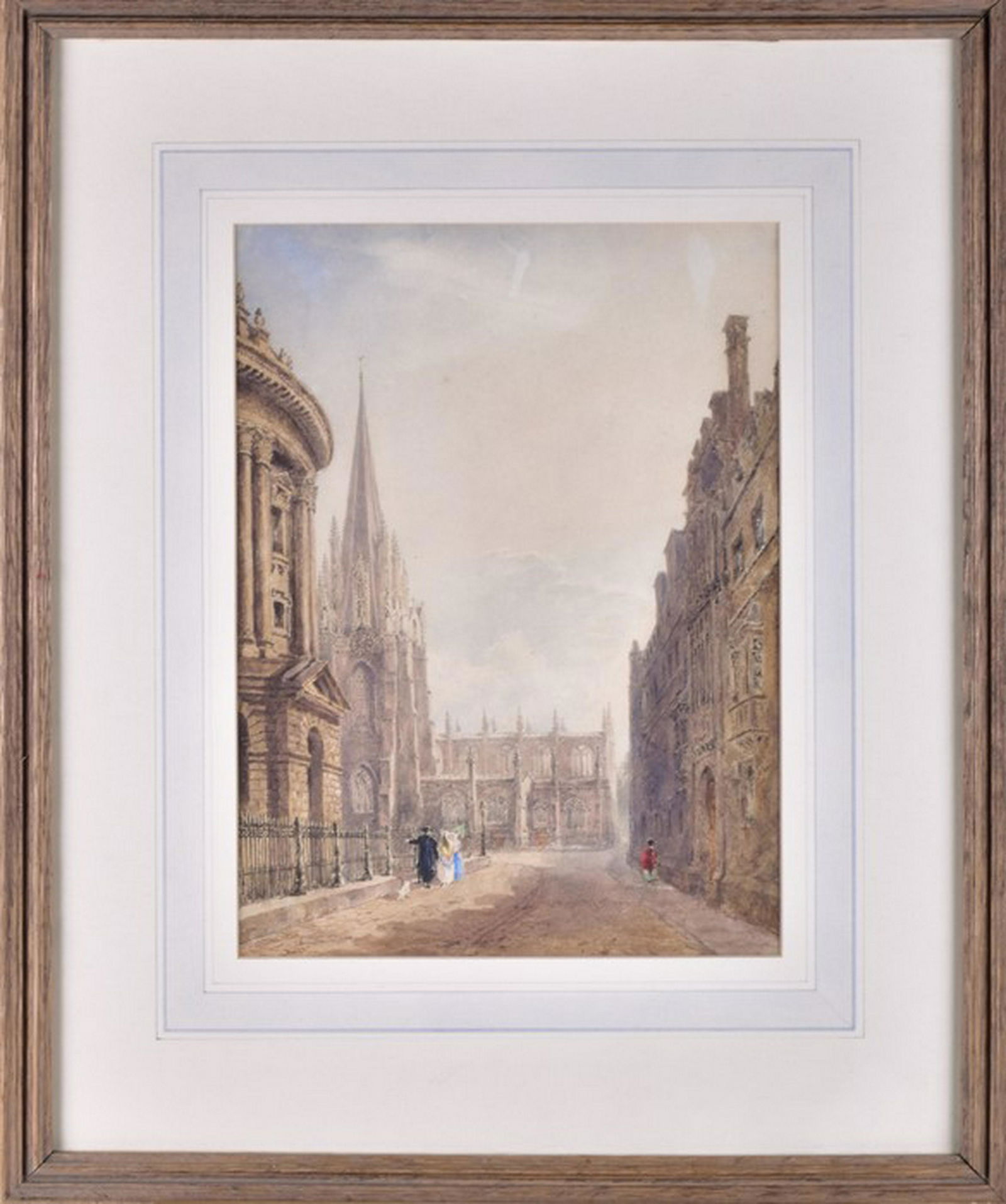 Joseph Murray Ince (1806-1859) British 'Oxford': Joseph Murray Ince (1806-1859) British 'Oxford' watercolour on paper, framed and glazed, Thomas Agnew And Sons label to verso, 26 cm x 19 cm.