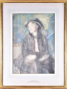 Attributed to Ambrose McEvoy (1878-1927) British: Attributed to Ambrose McEvoy (1878-1927) British 'Portrait of Lydia, Mrs. Walter Russell', watercolour on paper, within a glazed frame with two labels to the reverse, the oldest one being for the Roya