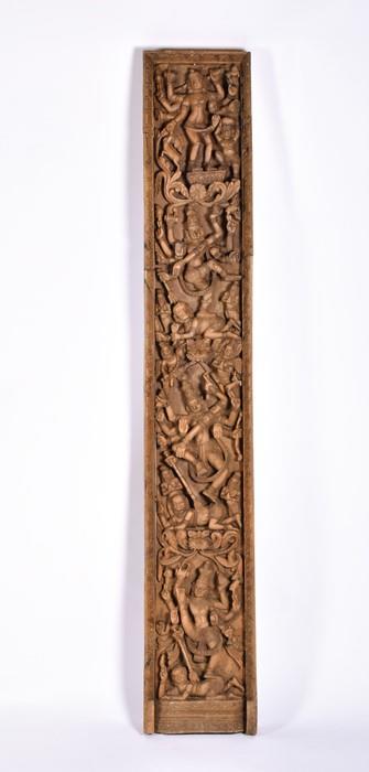 A carved Indian panel  with fully carved figures in (1 of 3)