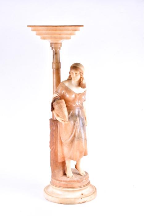 A large 1930s Art Deco alabaster figural lamp  modelled (1 of 10)