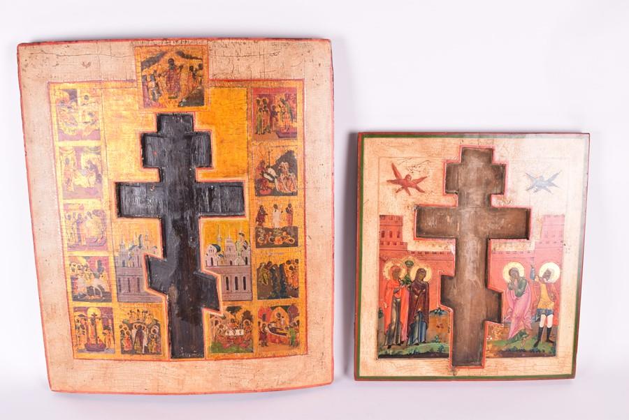 Two 19th century Russian icons  both missing their (1 of 8)