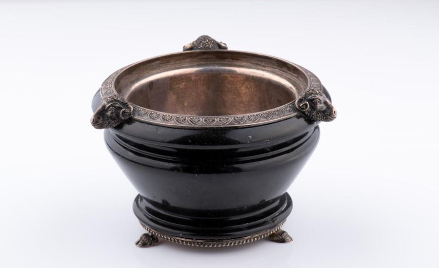 A Russian silver and hardstone bowl bearing St. (1 of 5)
