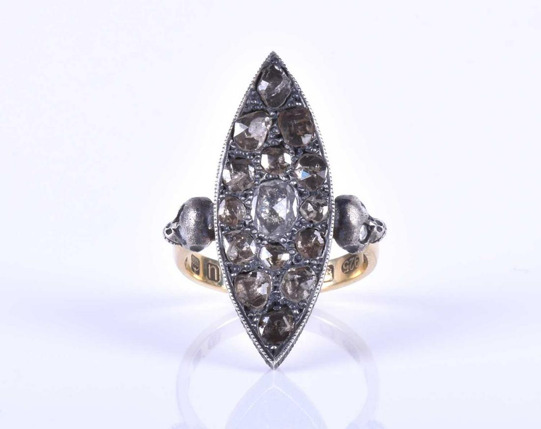 An unusual silver gilt and diamond ring, the (1 of 7)