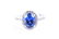 A white gold, white sapphire and blue stone ring set