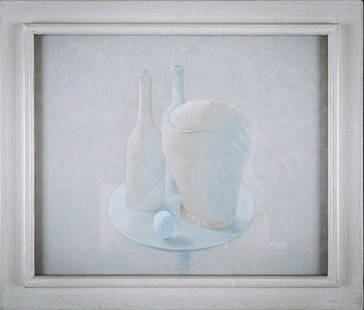 â€ David Tindle (born 1932) British, 'The Standing: â€ David Tindle (born 1932) British, 'The Standing Egg', still life study, egg tempera on gesso panel, 25 cm x 30 cm, glazed in a wooden frame.