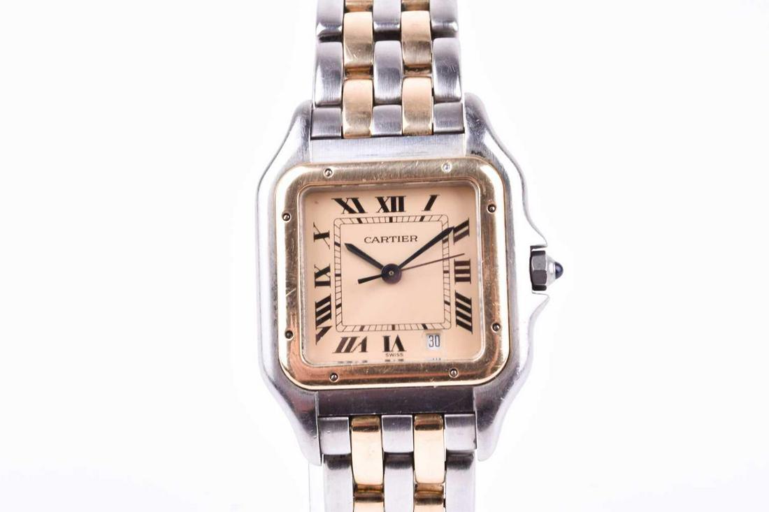 A Cartier Panthere quartz two tone ladies wristwatch, (1 of 5)
