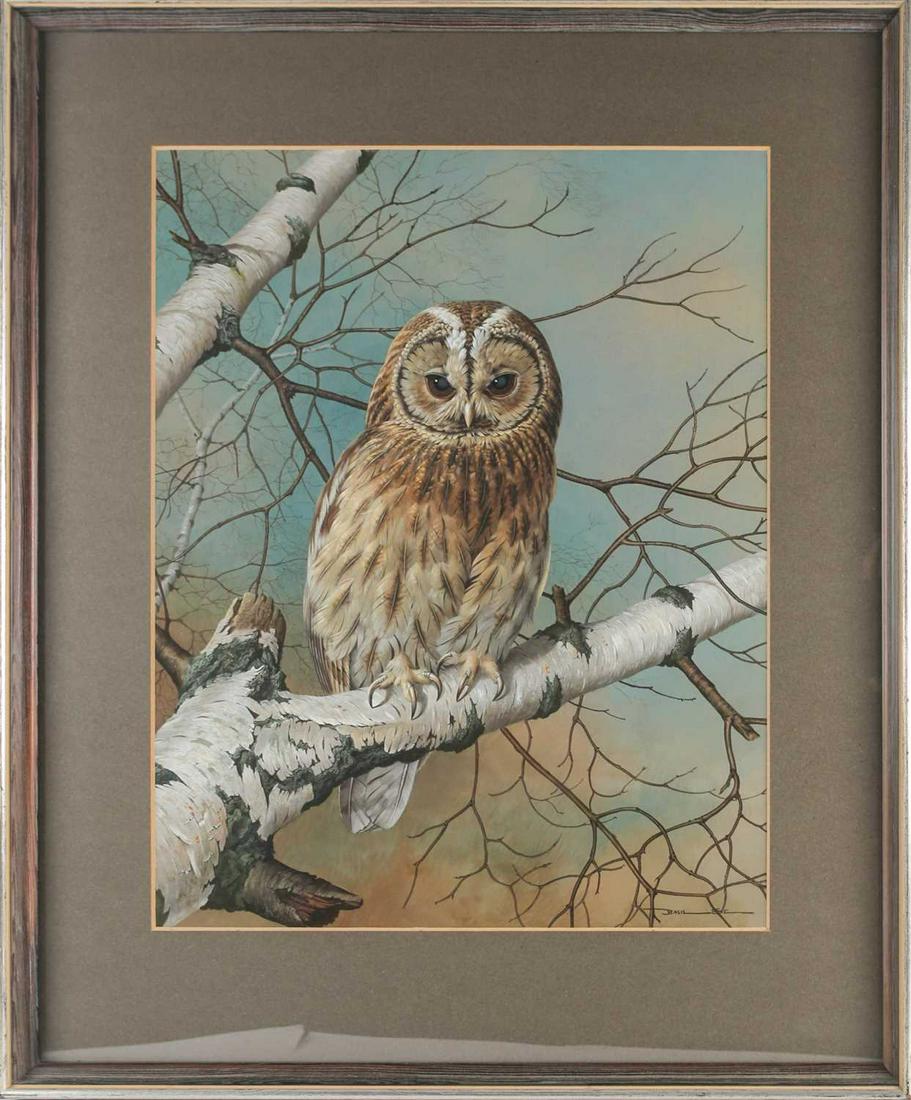 â€ Basil Ede (1931-2016), 'Tawny Owl', gouache and: â€ Basil Ede (1931-2016), 'Tawny Owl', gouache and bodycolour, signed to lower right corner, 47.5 cm x 37 cm framed and glazed. Footnote: Tryon Gallery, Dover Street, London label verso