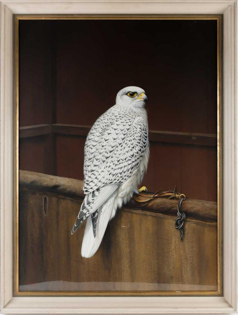 â€ David Morrison Henry (1919-1977), 'Greenland: â€ David Morrison Henry (1919-1977), 'Greenland Gyrfalcon', gouache and bodycolour, signed to lower left corner and dated 1952, 76.5 cm x 55.5 cm glazed in a wooden frame.Footnote: Provenance: Pr