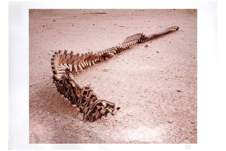 †Simon Norfolk (b.1963), 'Track of Destroyed Taliban Tank' November 2001 - from the 'Afghanistan:: †Simon Norfolk (b.1963), 'Track of Destroyed Taliban Tank' November 2001 - from the 'Afghanistan: Chronotopia' series, signed and inscribed 'Open Eye 25' in pen, chromogenic print, image 101 x