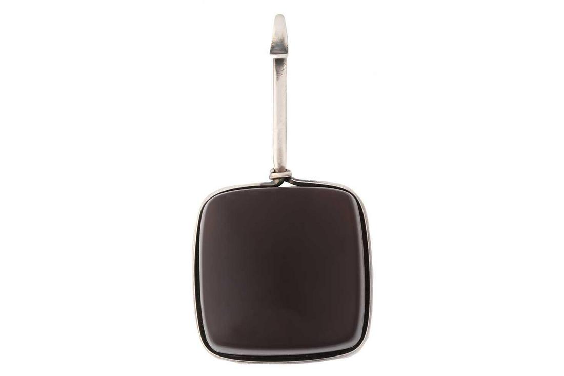 Georg Jensen - a smoky quartz drop pendant, a detachable rounded square smokey quartz pendant with (1 of 4)