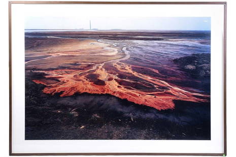 Edward Burtynsky (b.1955) Canadian, 'Nickel Tailings #32 Sudbury, Ontario', 1996, Colour negative on: Edward Burtynsky (b.1955) Canadian, 'Nickel Tailings #32 Sudbury, Ontario', 1996, Colour negative on Kodak professional paper, artist signed to real label, 99 cm x 150 cm, framed and glazed. No appare