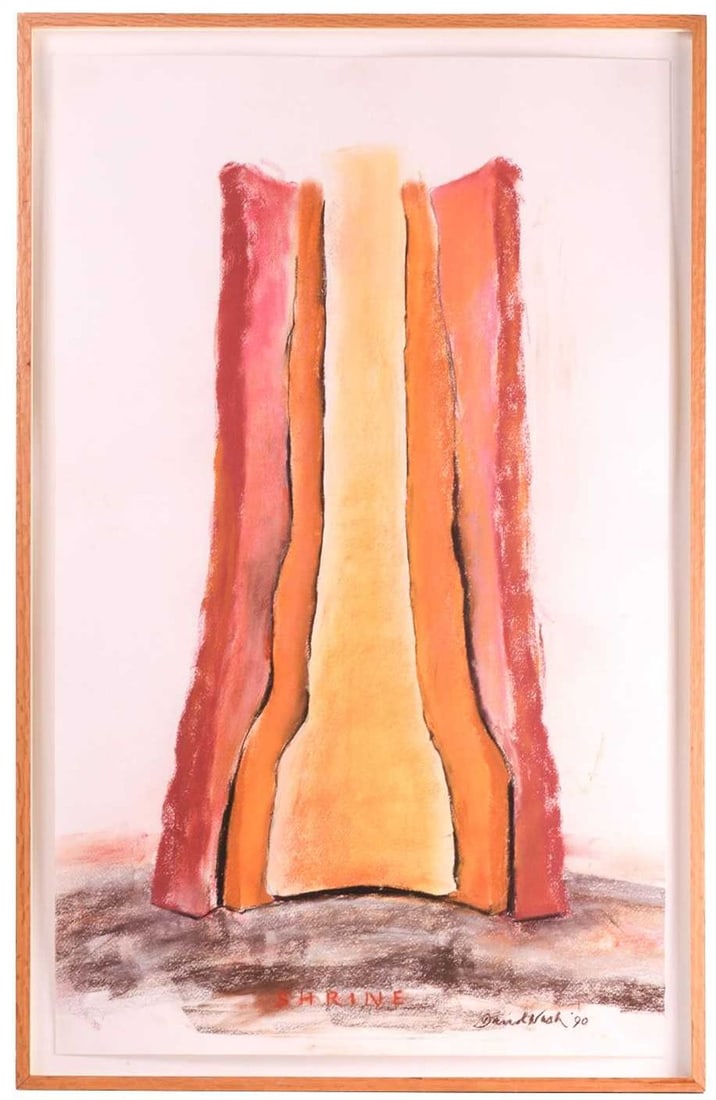 â€ David Nash (b. 1945), 'Shrine', signed and dated '90, pastel, 84 x 51.5 cm, float mounted,: â€ David Nash (b. 1945), 'Shrine', signed and dated '90, pastel, 84 x 51.5 cm, float mounted, framed and glazed, frame 91.5 x 58 cm Labels verso for Annely Juda, London; Gerald Peters Gallery, Da