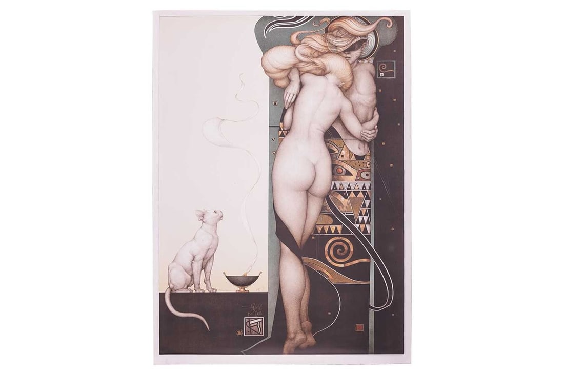 Michael Parkes (b.1944) American, Night & Day, signed and numbered 3/25 AE, lithograph, 102 x 74 cm,: Michael Parkes (b.1944) American, Night & Day, signed and numbered 3/25 AE, lithograph, 102 x 74 cm, unframed