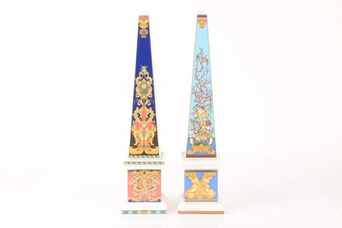 Two porcelain obelisks by Rosenthal for Versace titled Le Roi Soleil and Les Trésors de la Mer, (1 of 9)