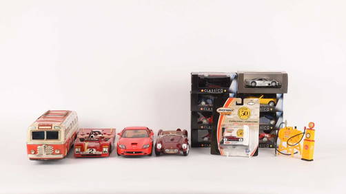 A collection of model cars comprising, a Maisto Ferrari 550 Maranello scale 1/18, a Ferrari 1958 Tes (1 of 20)