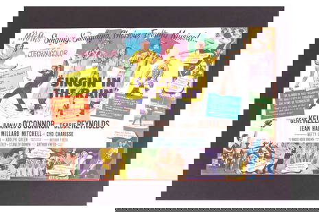 Gene Kelly: an original 'Singin' In The Rain' 1952 Double Herald, the film featuring Gene Kelly, Don: Gene Kelly: an original 'Singin' In The Rain' 1952 Double Herald, the film featuring Gene Kelly, Donald O'Connor, and Debbie Reynolds, 20 cm x 30.5 cm.