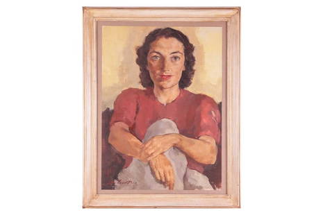 † Lotte Laserstein (German/Swedish, 1898 - 1993), Portrait of Charlotte Fisher, signed Lotte: † Lotte Laserstein (German/Swedish, 1898 - 1993), Portrait of Charlotte Fisher, signed Lotte Laserstein (lower left), oil on paper, 61 x 44.5 cm, framed and glazed 75.5 x 59 cm Caroline Smyth (Engli