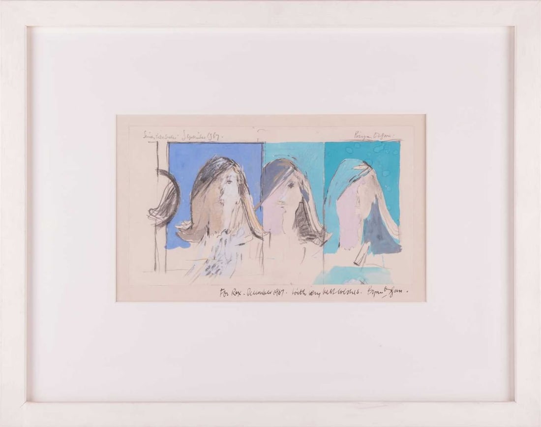 † Bryan Organ (b.1935), 'Study, Liza Sacker[?], September 1967', pencil and mixed media, signed,: † Bryan Organ (b.1935), 'Study, Liza Sacker[?], September 1967', pencil and mixed media, signed, with the dedication 'For Rex, December 1967, With very best wishes, Bryan Organ', 18 cm x 30 cm frame