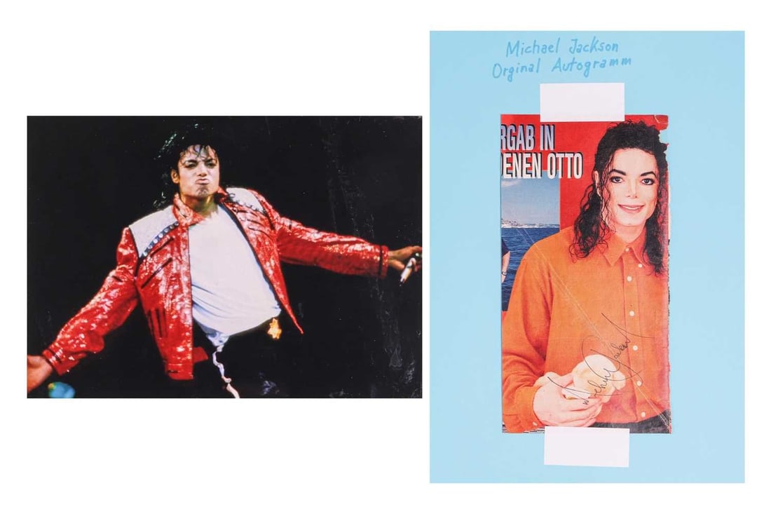 Michael Jackson (1958-2009) American singer, autograph on cut-out German magazine picture, the (1 of 4)