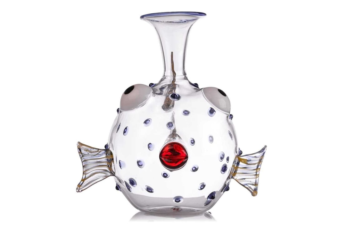 Massimo Lunardon, 'Pesce Pappagallo' decanter, engraved 'Massimo Lunardo' to base, dated 2002,: Massimo Lunardon, 'Pesce Pappagallo' decanter, engraved 'Massimo Lunardo' to base, dated 2002, edition 82/99, 25 cm x 25 cm x 26 cm